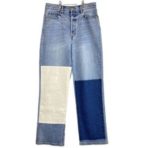 New - Cello Jeans Super High-Rise Dad Jean Womens Size 13 Color Block Wide Leg